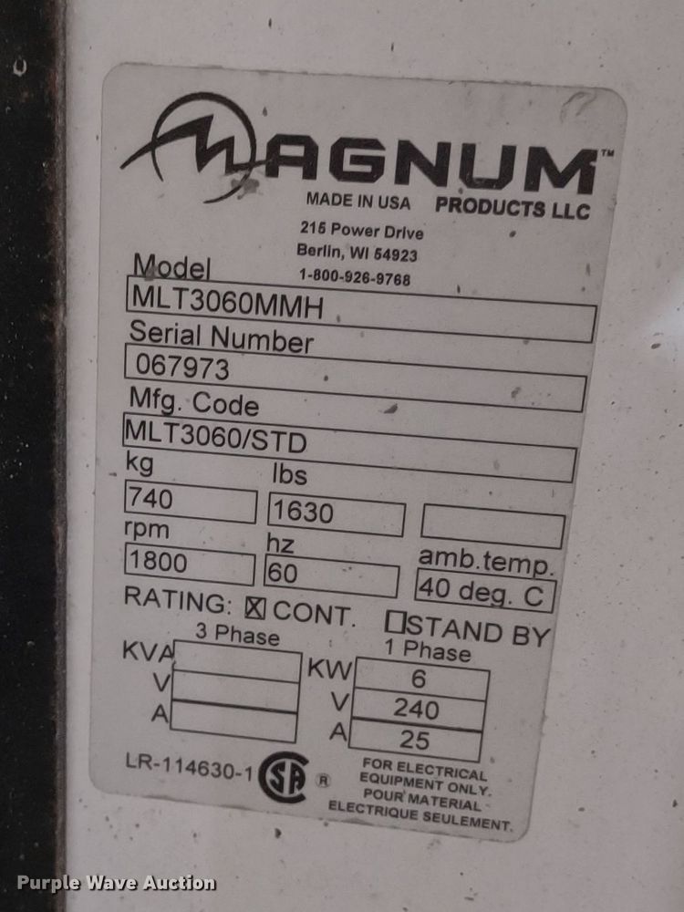 image for item MD9416 Magnum MLT3060MMH  light plant
