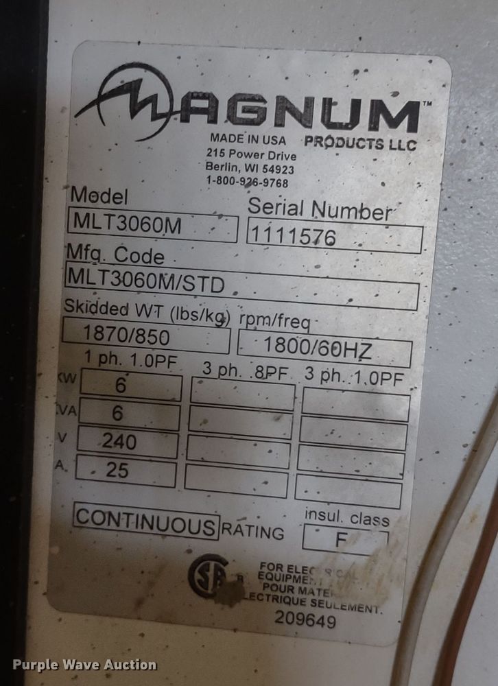 image for item MD9420 2011 Magnum MLT3060M  light plant