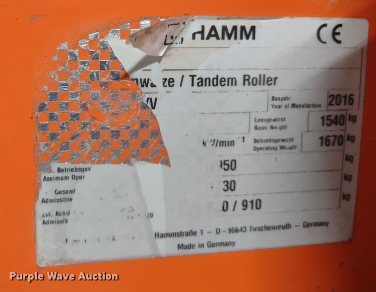image for item MD9469 2016 Hamm HD10C  double drum roller