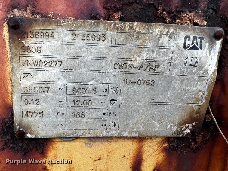 image for item MF9817 Caterpillar 980G  wheel loader bucket