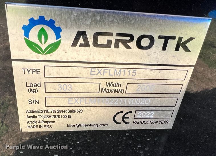 image for item MM9222 2022 Agrotk EXFLM115  flail mower