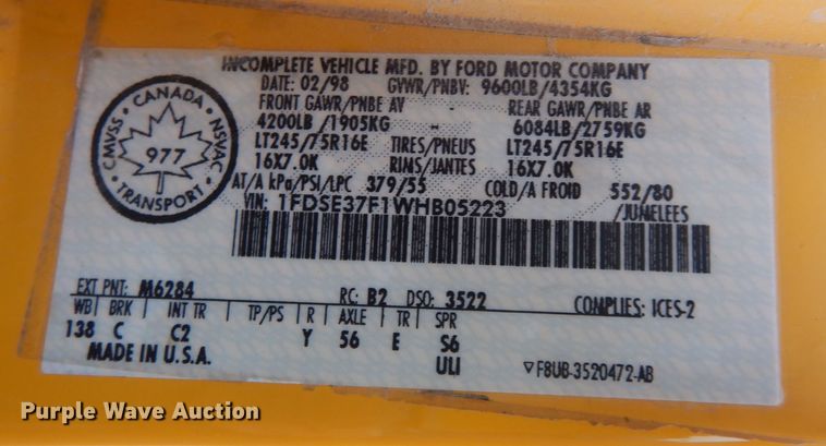 image for item DK7724 1998 Ford E350  school bus