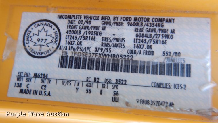 image for item DK7725 1998 Ford E350  school bus