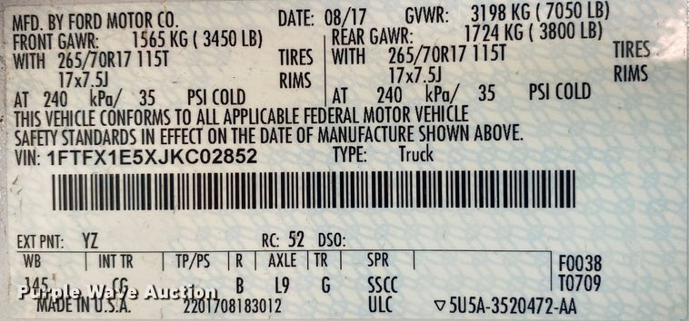 image for item DL7110 2018 Ford F150  SuperCab pickup truck