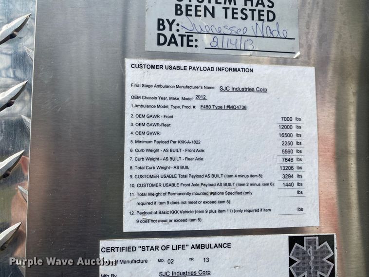 image for item DL7112 2012 Ford F450 Super Duty  ambulance