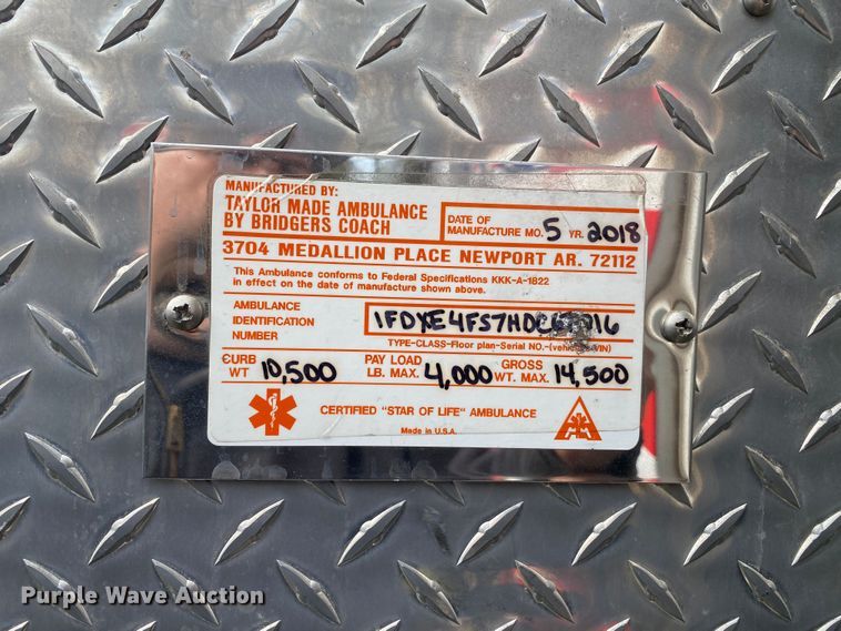 image for item DL7118 2017 Ford E450 Super Duty  ambulance