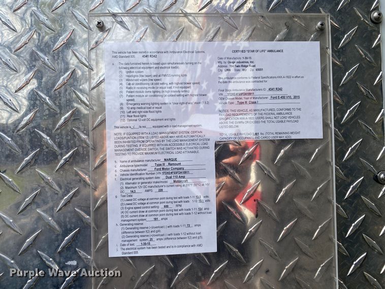 image for item DL7119 2015 Ford E450 Super Duty  ambulance