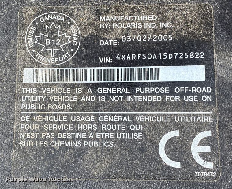 image for item DL7121 2005 Polaris Ranger  utility vehicle