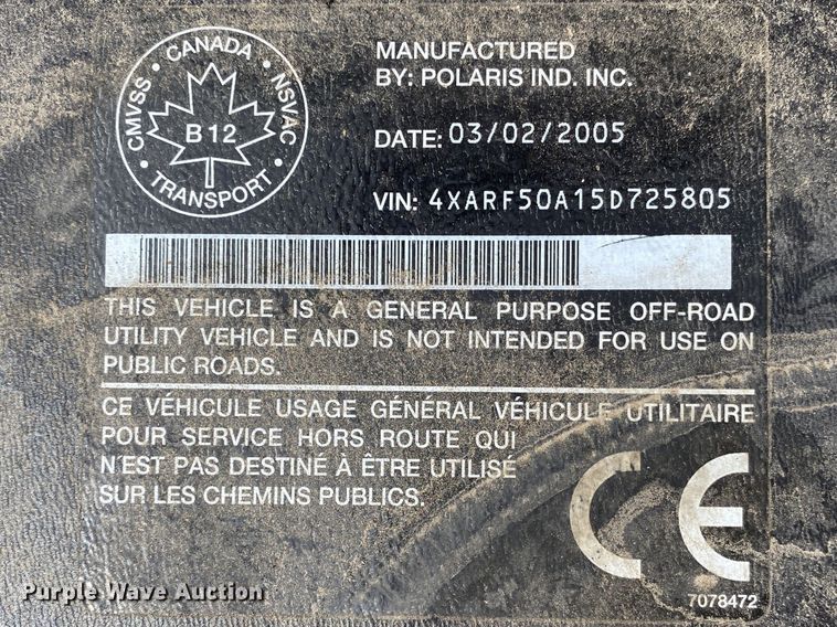 image for item DL7122 2005 Polaris Ranger  utility vehicle