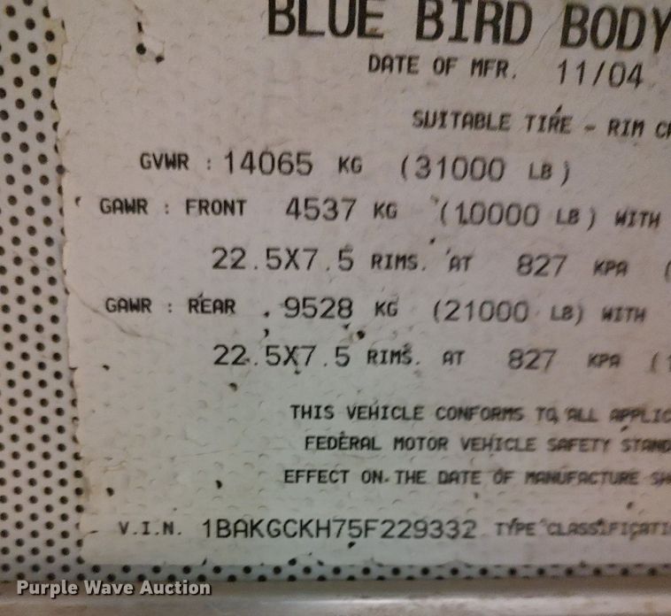 image for item DO3797 2005 Blue Bird  school bus