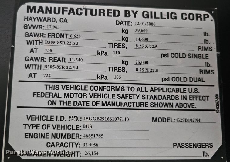 image for item DO4216 2006 Gillig G29B102N4  transit bus