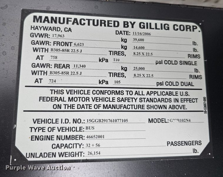 image for item DO4224 2006 Gillig G20B10N4  transit bus