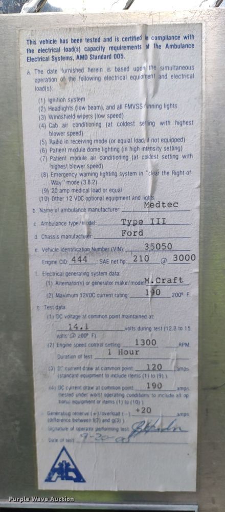 image for item DR8278 2000 Ford E350 Super Duty  ambulance