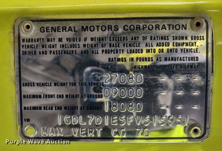 image for item DR8279 1985 GMC C7  pumper fire truck