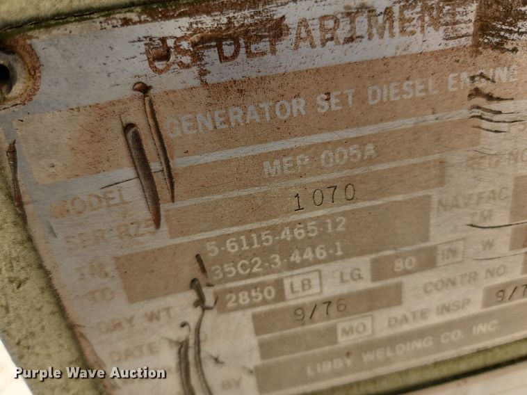 image for item JB9442 Libby Welding MEP005A  generator