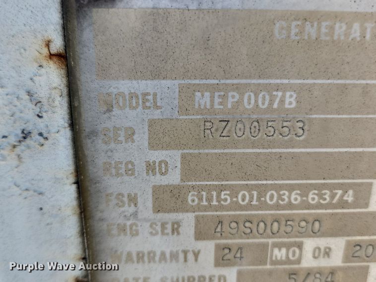 image for item JB9443 Libby Welding MEP007B  generator