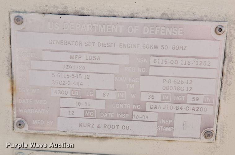 image for item JB9445 Kurz & Root MEP105A  generator