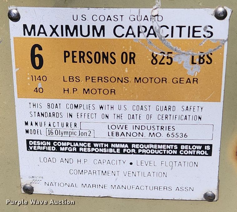 image for item JB9447 1986 Lowe  boat