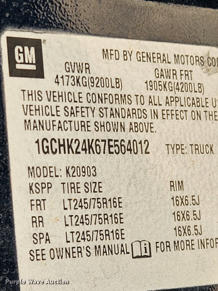 image for item JB9489 2007 Chevrolet Silverado 2500HD  pickup truck