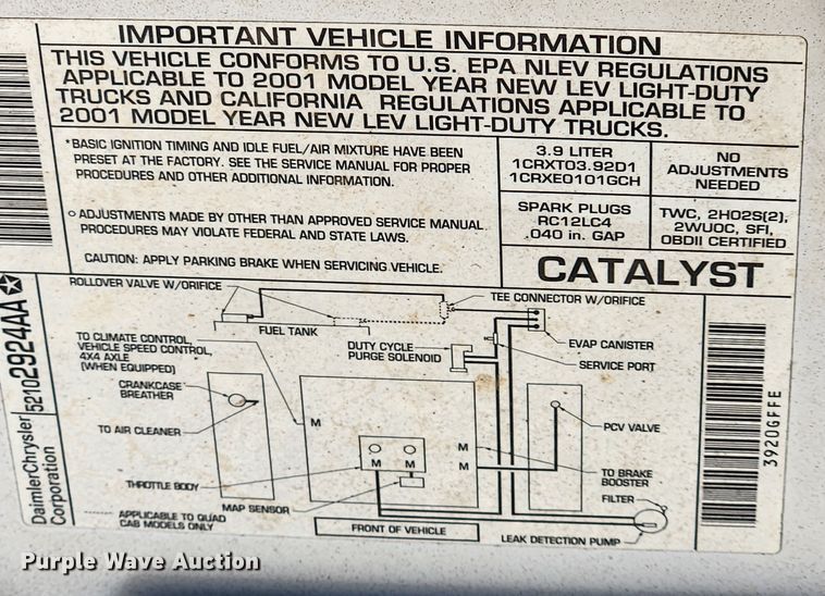 image for item JB9493 2001 Dodge Dakota  pickup truck