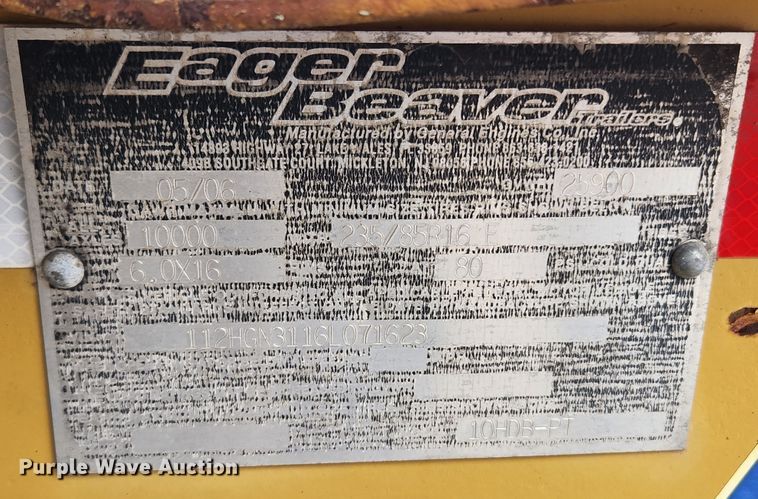 image for item JB9503 2006 Eager Beaver 10HDB-PT  equipment trailer