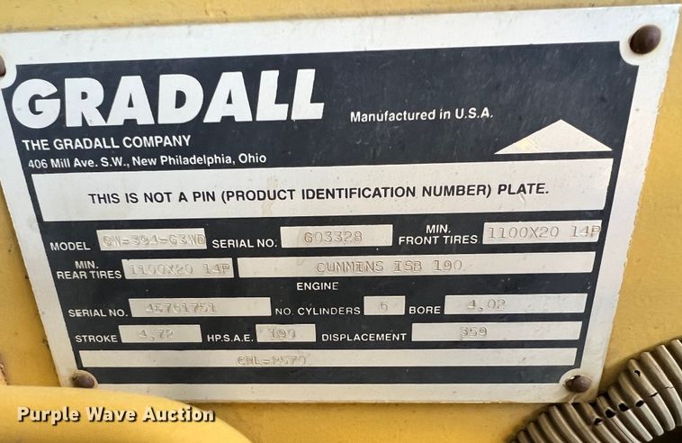 image for item KR9470 1998 Gradall G3WD  wheeled excavator