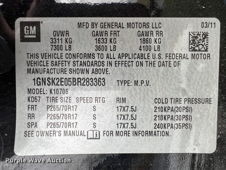 image for item KR9498 2011 Chevrolet Tahoe Police  SUV