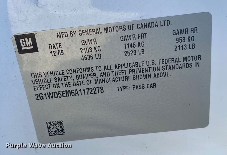 image for item KV9701 2010 Chevrolet Impala Police