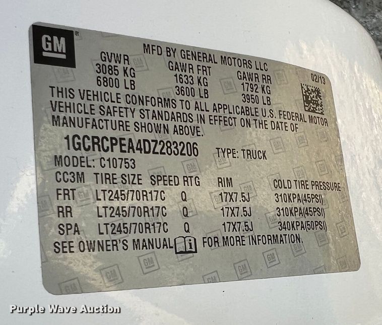 image for item LI9542 2013 Chevrolet Silverado 1500  Ext. Cab pickup truck