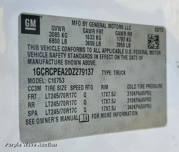 image for item LI9543 2013 Chevrolet Silverado 1500  Ext. Cab pickup truck