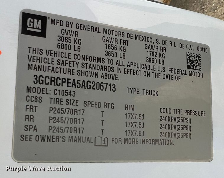 image for item LI9545 2010 Chevrolet Silverado 1500  Crew Cab pickup truck