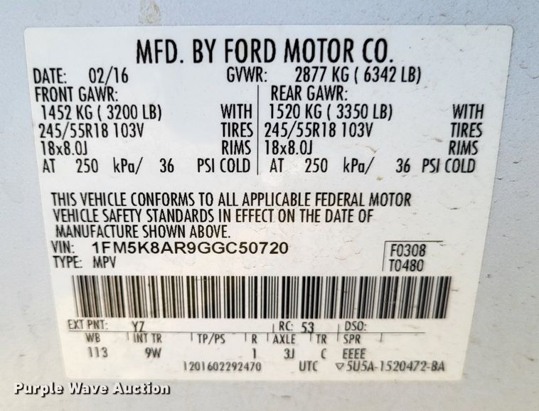 image for item LR9199 2016 Ford Explorer Police Interceptor  SUV