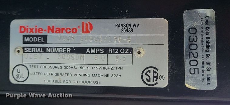 image for item LR9200 Dixie-Narco DNCB240CC/138-6  vending machine