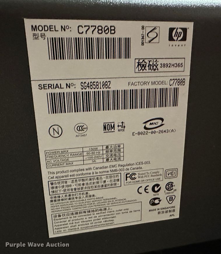 image for item LT9222 HP C7780B  printer