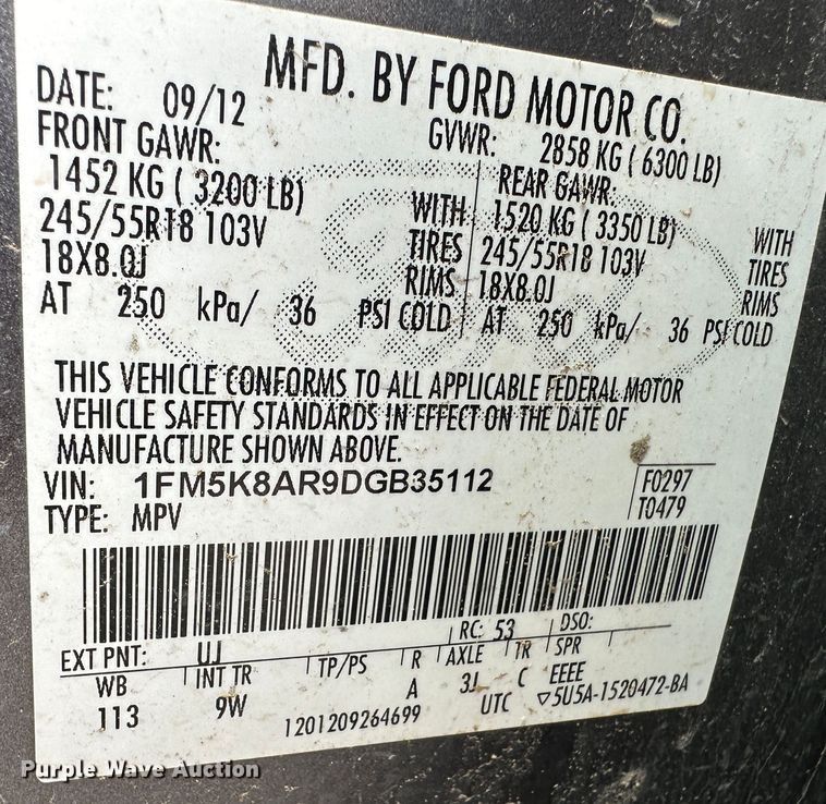 image for item LT9240 2013 Ford Explorer Police Interceptor  SUV