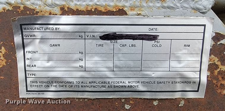 image for item LV9309 1993 Custom Fabricators  equipment trailer