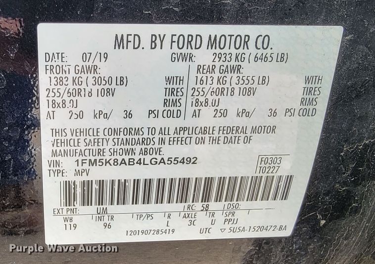 image for item LV9331 2020 Ford Explorer Police Interceptor  SUV