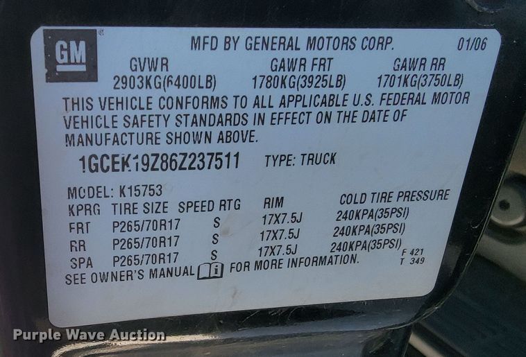 image for item LV9334 2006 Chevrolet Silverado 1500  Ext. Cab pickup truck