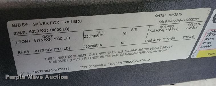 image for item LV9335 Silver Fox Trailers  concrete equipment trailer