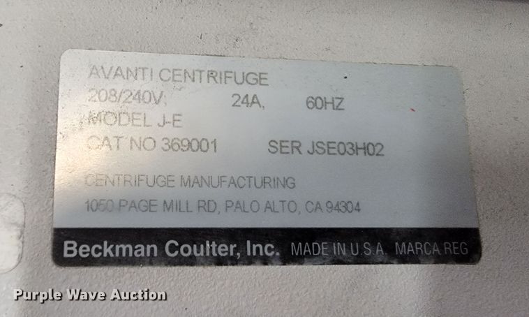 image for item LV9371 Beckman Coulter Avanti J-E  centrifuge