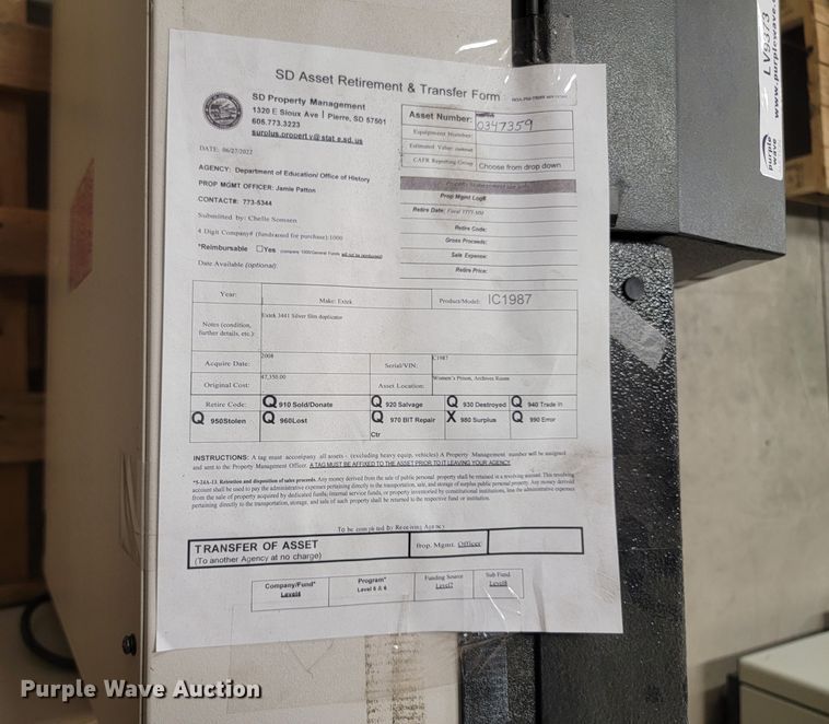 image for item LV9373 Extek 3441  silver film duplicator