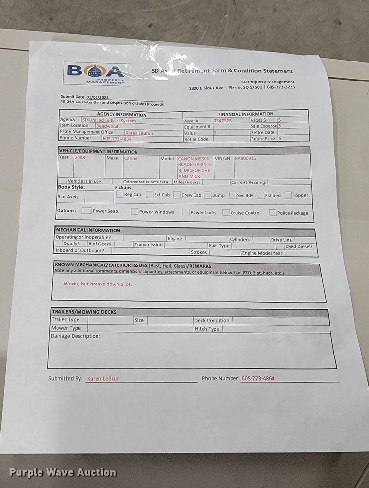 image for item LV9374 Cannon MS300II  micro film scanner