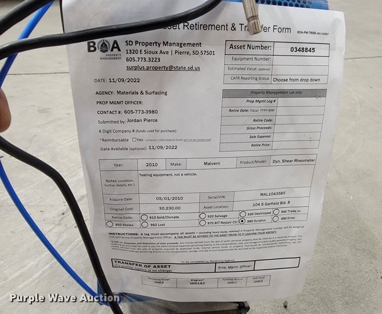 image for item LV9378 Bohlin Instruments R007930  dynamic shear rheometer