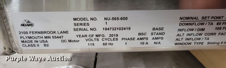 image for item LV9383 Nuaire NU-565-600  biological safety cabinet