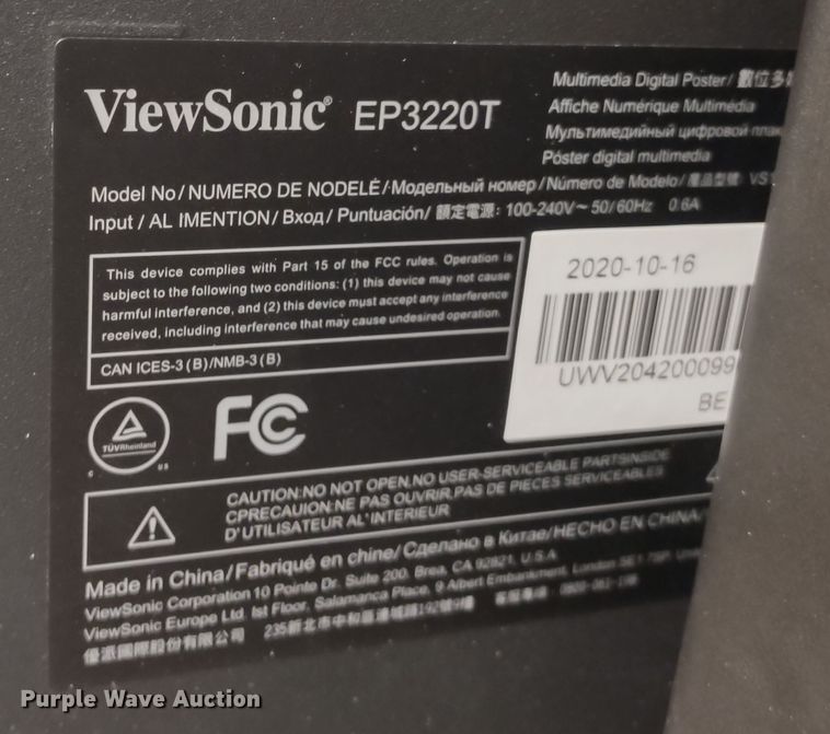 image for item MD9500 (3) ViewSonic EP3220T/VS16769 interactive display systems