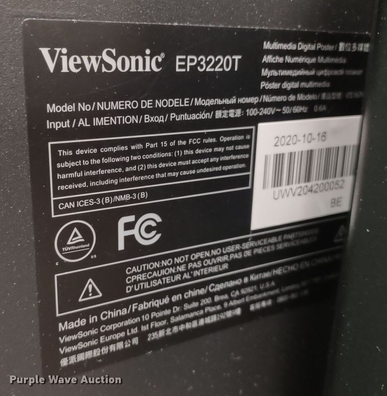 image for item MD9500 (3) ViewSonic EP3220T/VS16769 interactive display systems