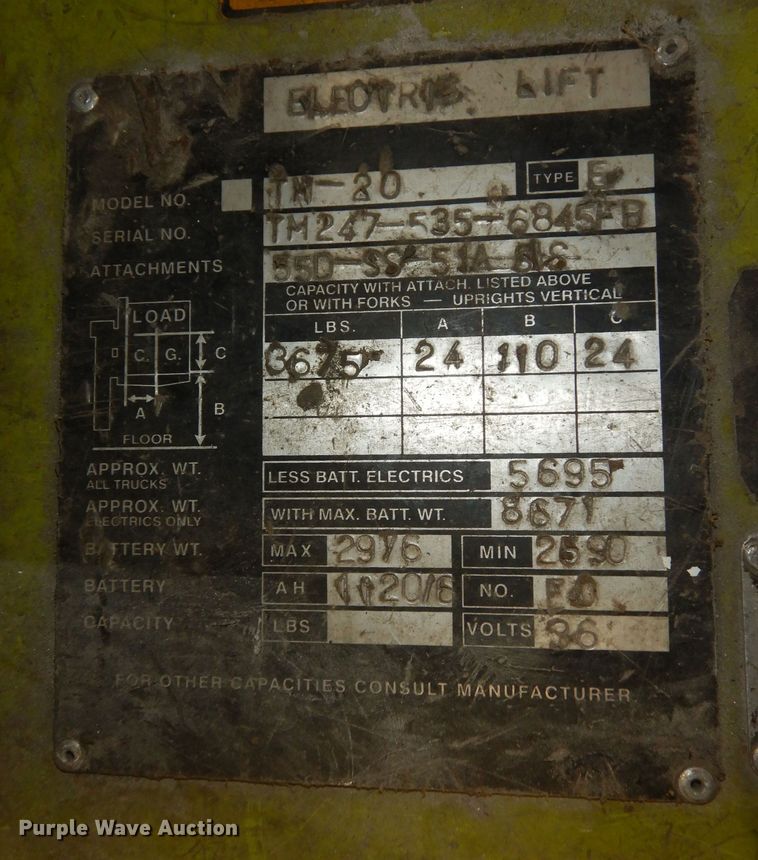 image for item MI9304 Clark TM20  forklift