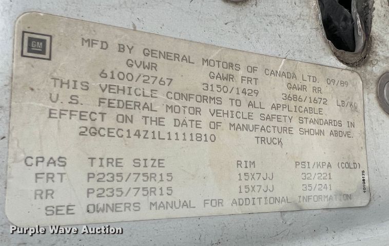 image for item MM9279 1990 Chevrolet Cheyenne 1500  pickup truck