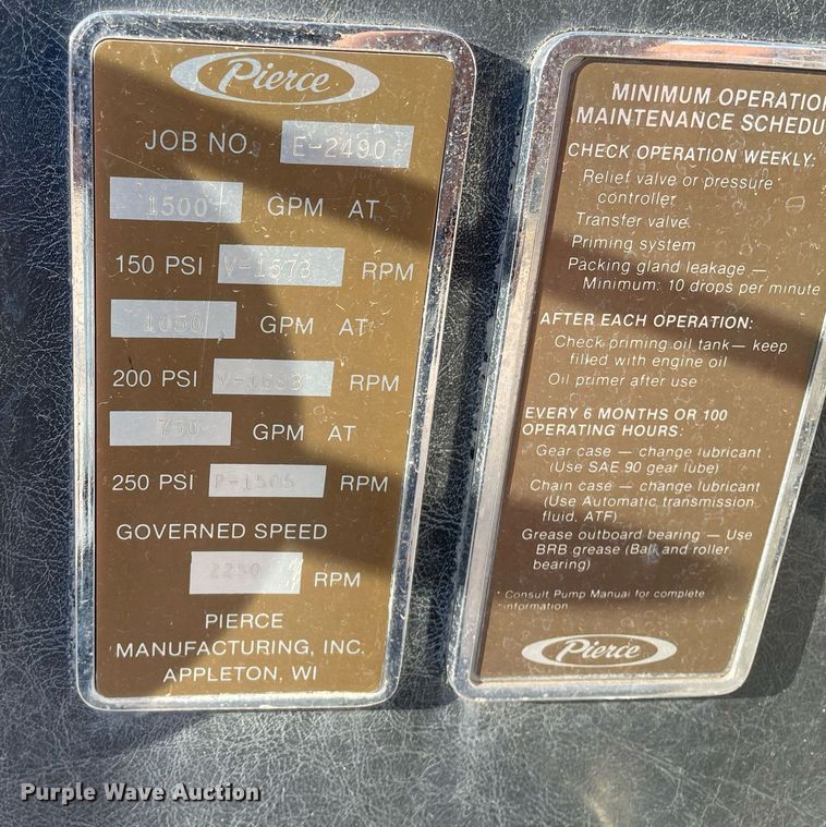 image for item MP9265 1985 Pierce E2490  pumper fire truck