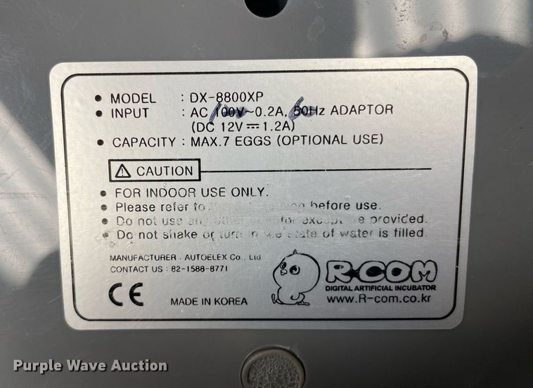 image for item MY9250 (3) Rcom artificial incubators